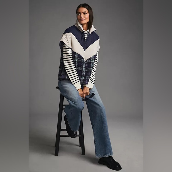 NWT Anthropologie plaid puffer poncho. One size. - Picture 2 of 7